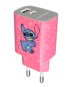 Alternative view of Cargador Rápido Disney 20w Dual Usb + Cable Lightning Stitch Rosa